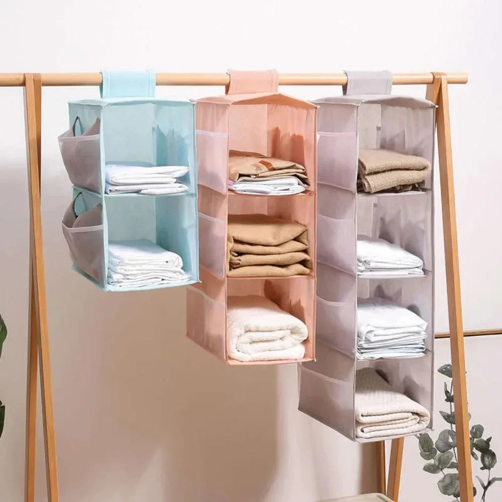 Hanging Bra Storage Bag; Underwear Organizer (Foldable, Multi-Layer, Washable)