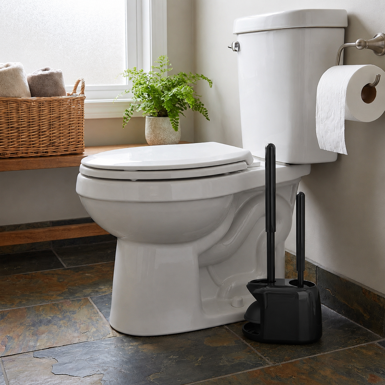 Toilet Brush & Plunger Set (Semi-Hidden Holder)