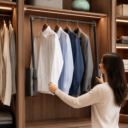Pull-Down Closet Rod (Adjustable Width, Hydraulic Lift)
