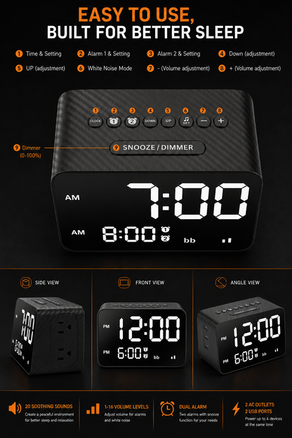 Smart White Noise Alarm Clock With Charging