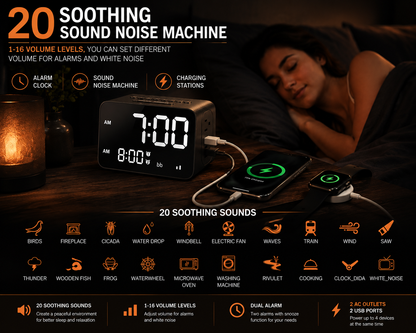 Smart White Noise Alarm Clock With Charging