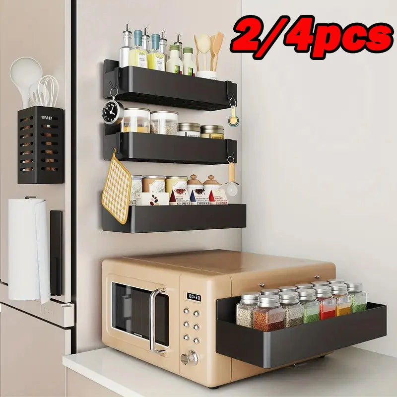 Magnetic Storage Rack (No-Drill, Kitchen Storage; Bathroom, 2 or 4-Pack)