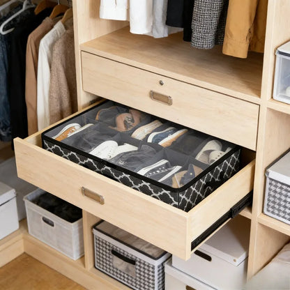 Under-Bed Shoe Storage Box (Clear Lid, Foldable)