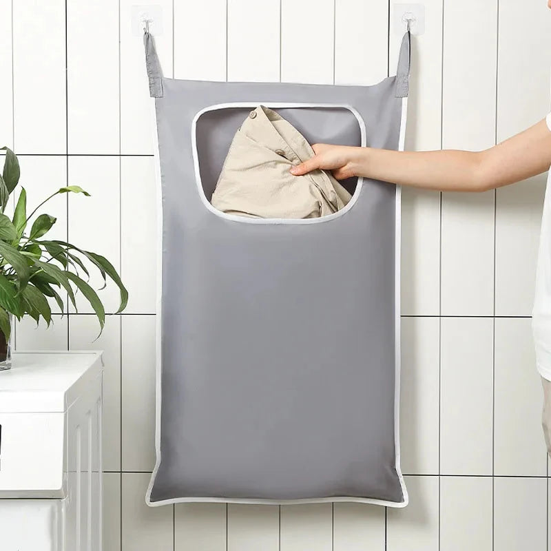 Over-Door Hanging Laundry Basket (Wall-Mounted, Foldable)