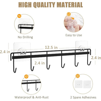 Adhesive Utensil Rail (12 Hooks, 2-Pack)