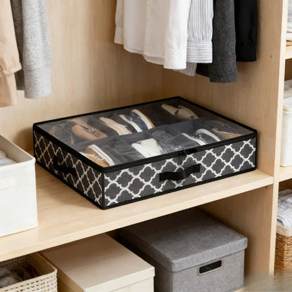 Under-Bed Shoe Storage Box (Clear Lid, Foldable)