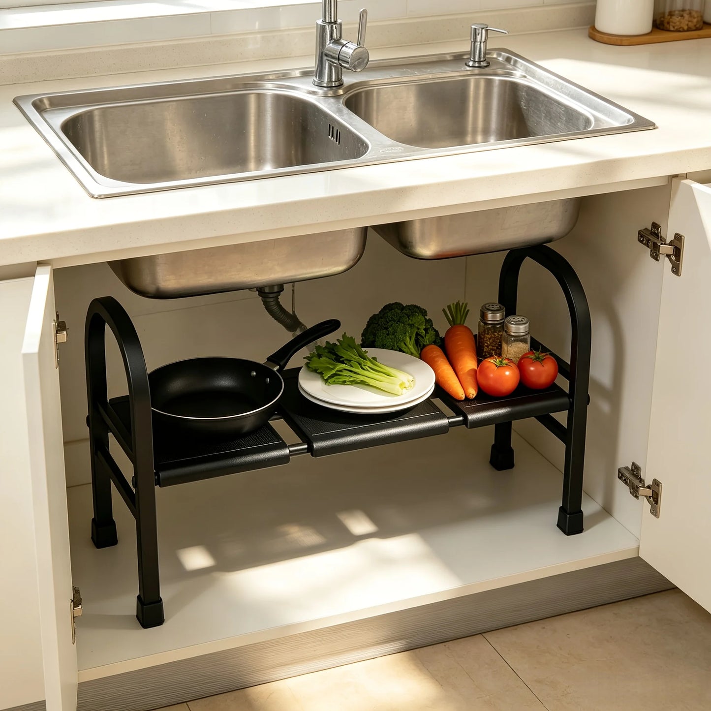 Expandable Under-Sink Shelf (Adjustable Metal)