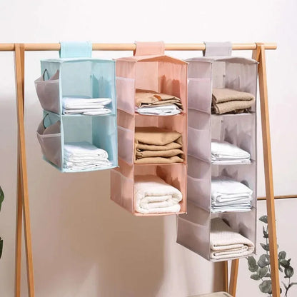 Hanging Bra Storage Bag; Underwear Organizer (Foldable, Multi-Layer, Washable)