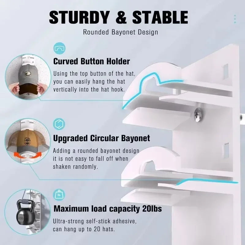 10-Grid Wall-Mounted Hat Rack (Space-Saving Cap Organizer)
