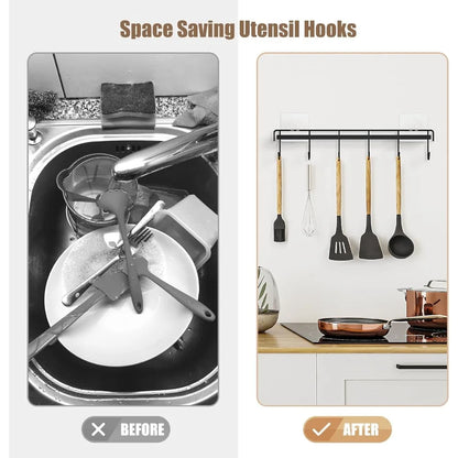 Adhesive Utensil Rail (12 Hooks, 2-Pack)