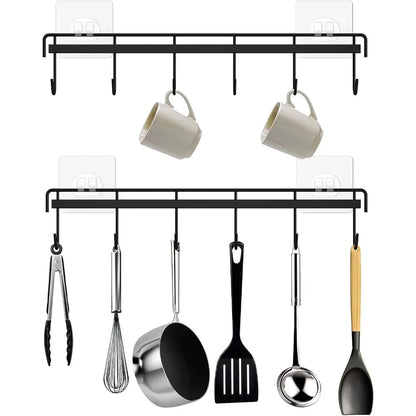 Adhesive Utensil Rail (12 Hooks, 2-Pack)