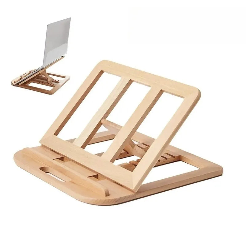 Wooden Adjustable Laptop Stand (Ergonomic Riser)