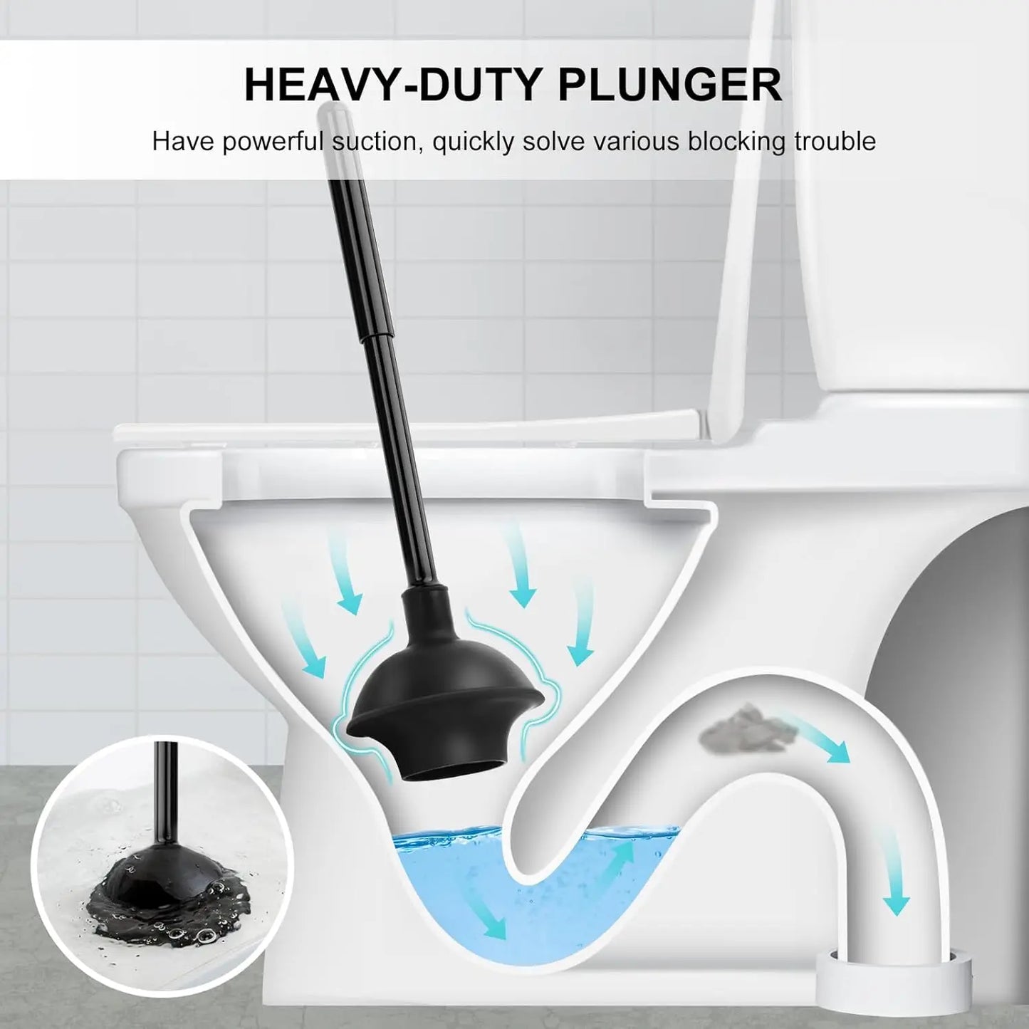 Toilet Brush & Plunger Set (Semi-Hidden Holder)