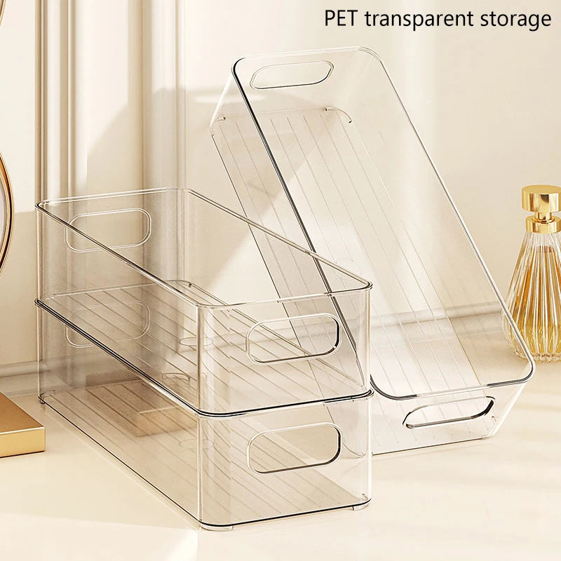 Stackable Fridge Organizer Bin (Clear, Handled)