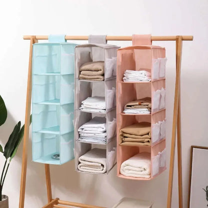 Hanging Bra Storage Bag; Underwear Organizer (Foldable, Multi-Layer, Washable)