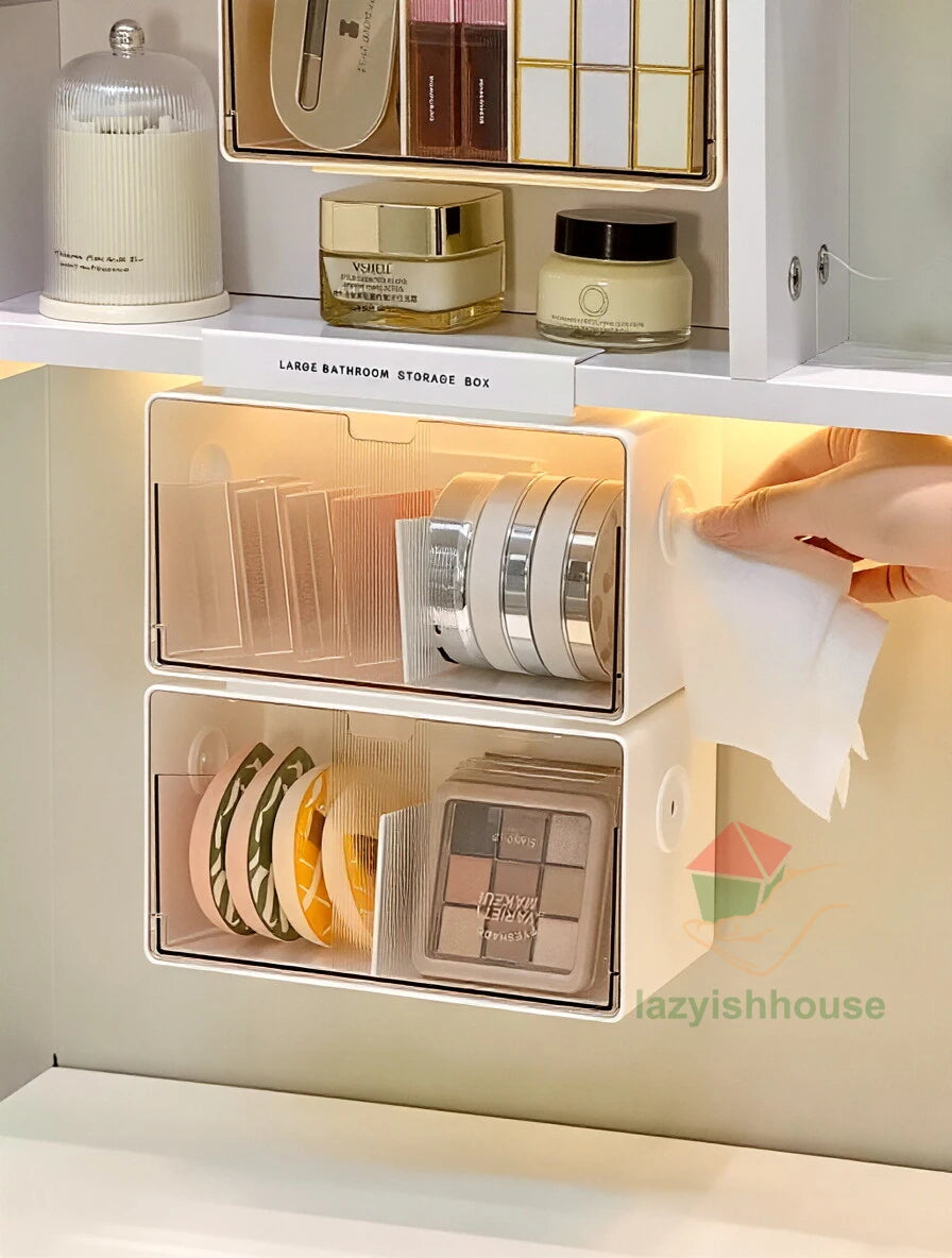 Pull-Out Under-Mirror Storage Drawer (Clear, Bathroom)