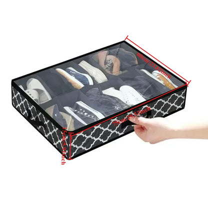 Under-Bed Shoe Storage Box (Clear Lid, Foldable)