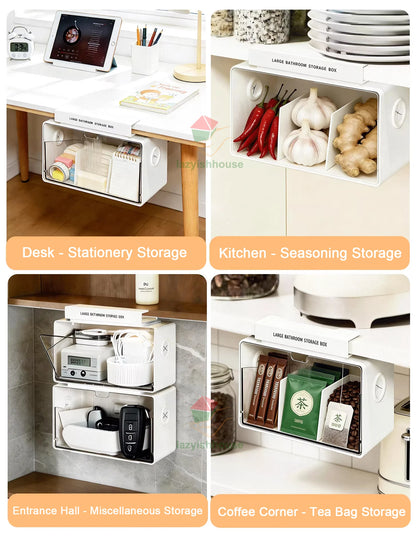 Pull-Out Under-Mirror Storage Drawer (Clear, Bathroom)