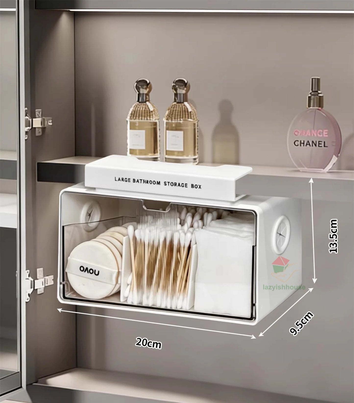 Pull-Out Under-Mirror Storage Drawer (Clear, Bathroom)