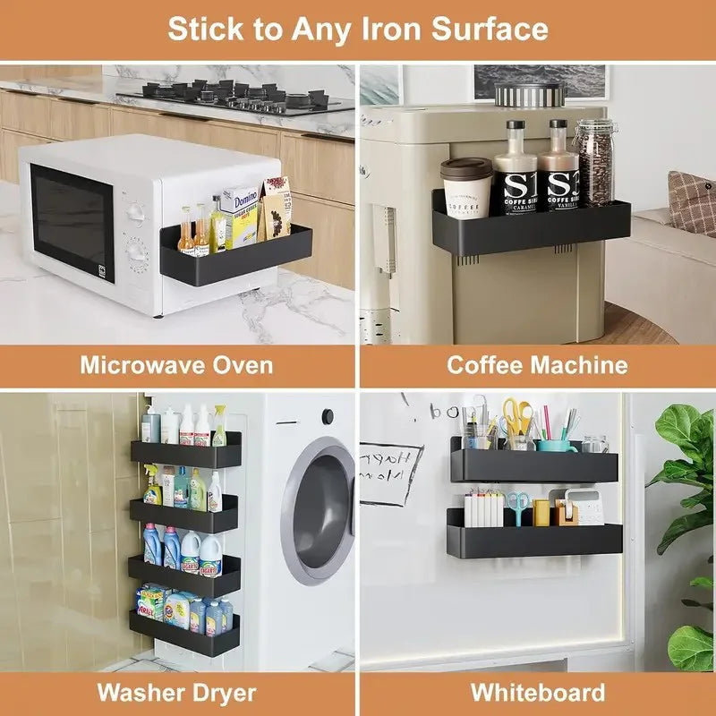 Magnetic Storage Rack (No-Drill, Kitchen Storage; Bathroom, 2 or 4-Pack)