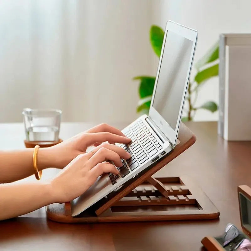 Wooden Adjustable Laptop Stand (Ergonomic Riser)