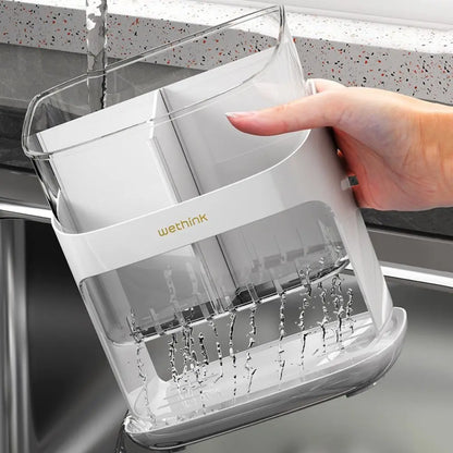 Chopstick Holder; Utensil Storage Caddy (Detachable Drainage Tray)