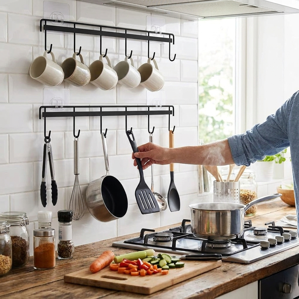 Adhesive Kitchen Utensil Holder lifestyle